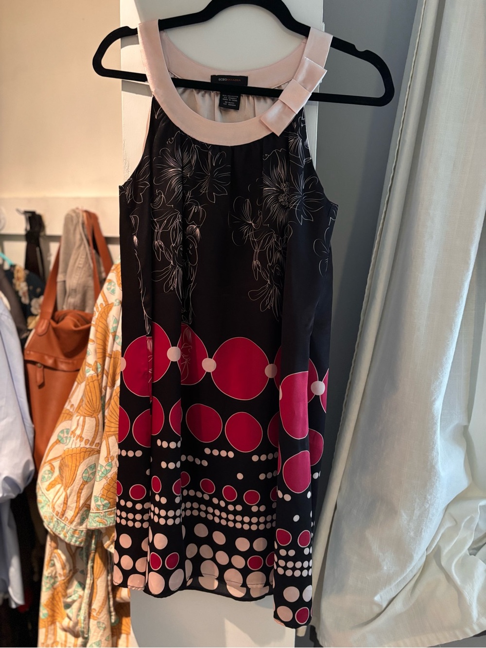 BCBGMaxAzria Black Dress with Pink and Light Pink Accents